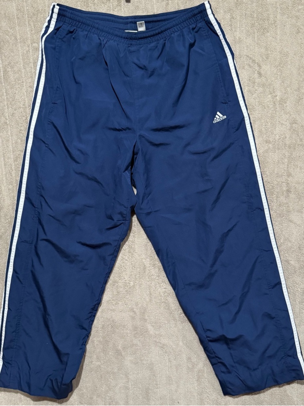 Vintage 90s Y2K Adidas Windbreaker Track Pants Navy Blue Zip Ankle Men’s Medium